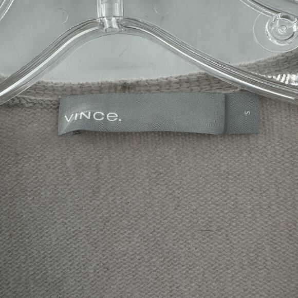 Vince 100% Cashmere V-Neck Sweater Sz L Taupe Tan Quiet Luxury Old Money Office - Picture 6 of 12